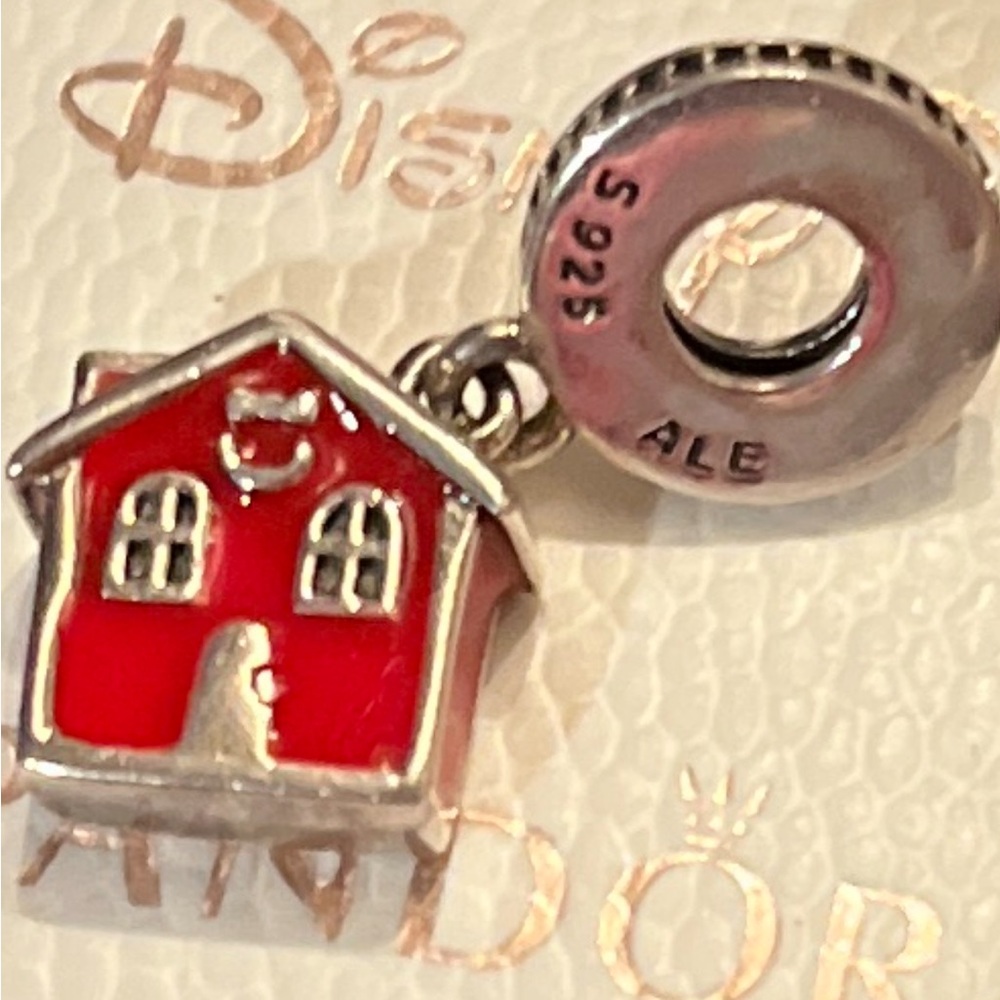 Authentic Pandora S925 ALE Red Dangle House-OBO